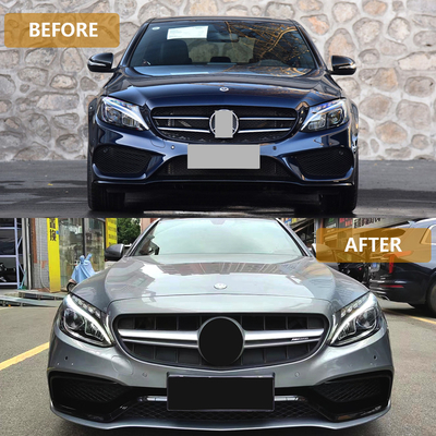 Op maat gemaakte C63 AMG-stijl voorste bumper grille voor Mercedes Benz C-Klasse W205 2015-2018
