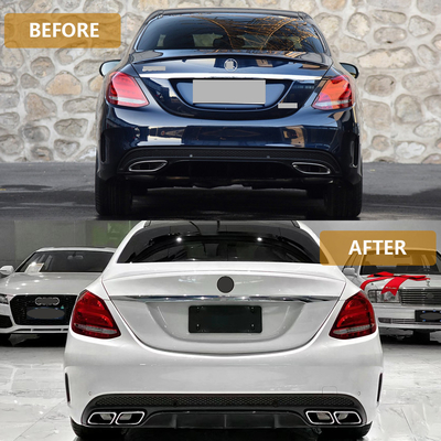 Mercedes-Benz C-Klasse W205 Achterbumper Upgrade Achterverspreider Lip en keel Afvoer