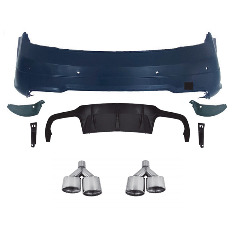 2011-2014 C-klasse auto model achterbumper upgrade met diffuser en uitlaat